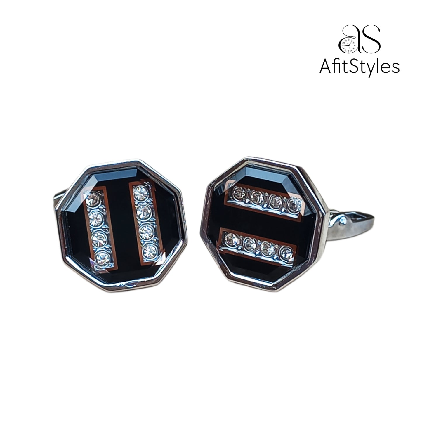 CL 5006 AfitStyles CUFFLINKS hexagonal beaded for Gentlemen with Box