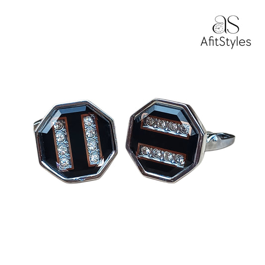 CL 5006 AfitStyles CUFFLINKS hexagonal beaded for Gentlemen with Box